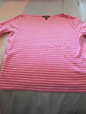 Ralph Lauren Pink and White Striped Knit Top